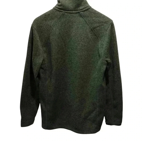 Eddie Bauer Mens Small Green Black Marled 1/4 Zip Sweater Jacket L/S Logo - Picture 2 of 5